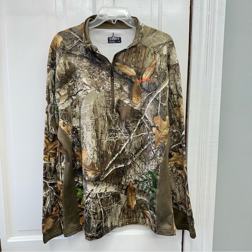 Habit scent factor‎ realtree camo camouflage 1/4 zip pullover jacket men's large